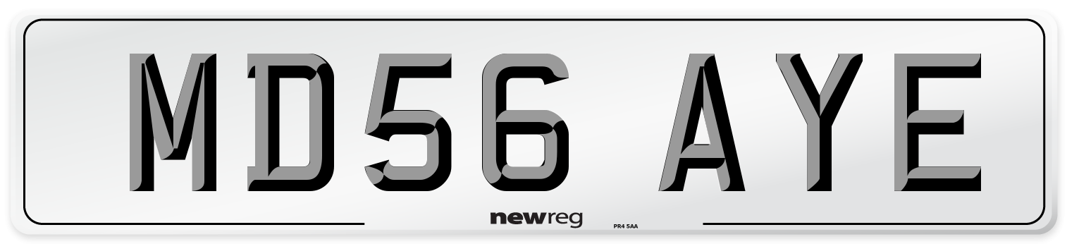 MD56 AYE Number Plate from New Reg